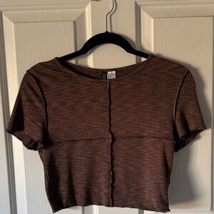 Divided Brown Crop Top